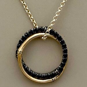 JOHN HARDY, bamboo interlinking black sapphire and sterling silver necklace